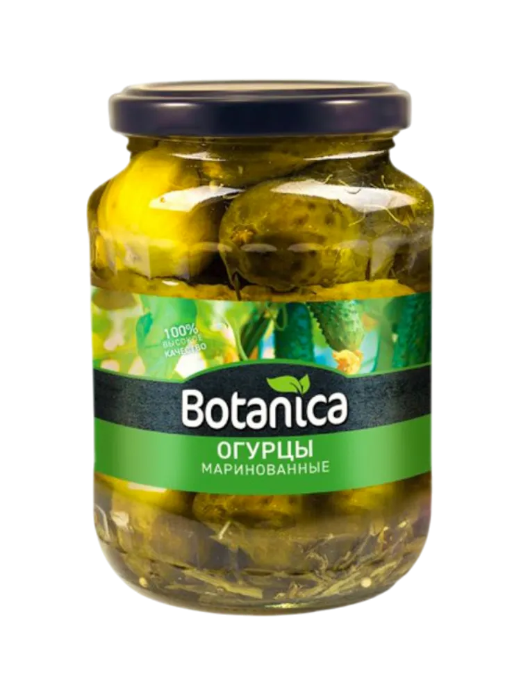 ОГУРЦЫ BOTANICA 720МЛ ГОСТ В/С МАРИНОВАННЫЕ 3-6СМ СТ/Б