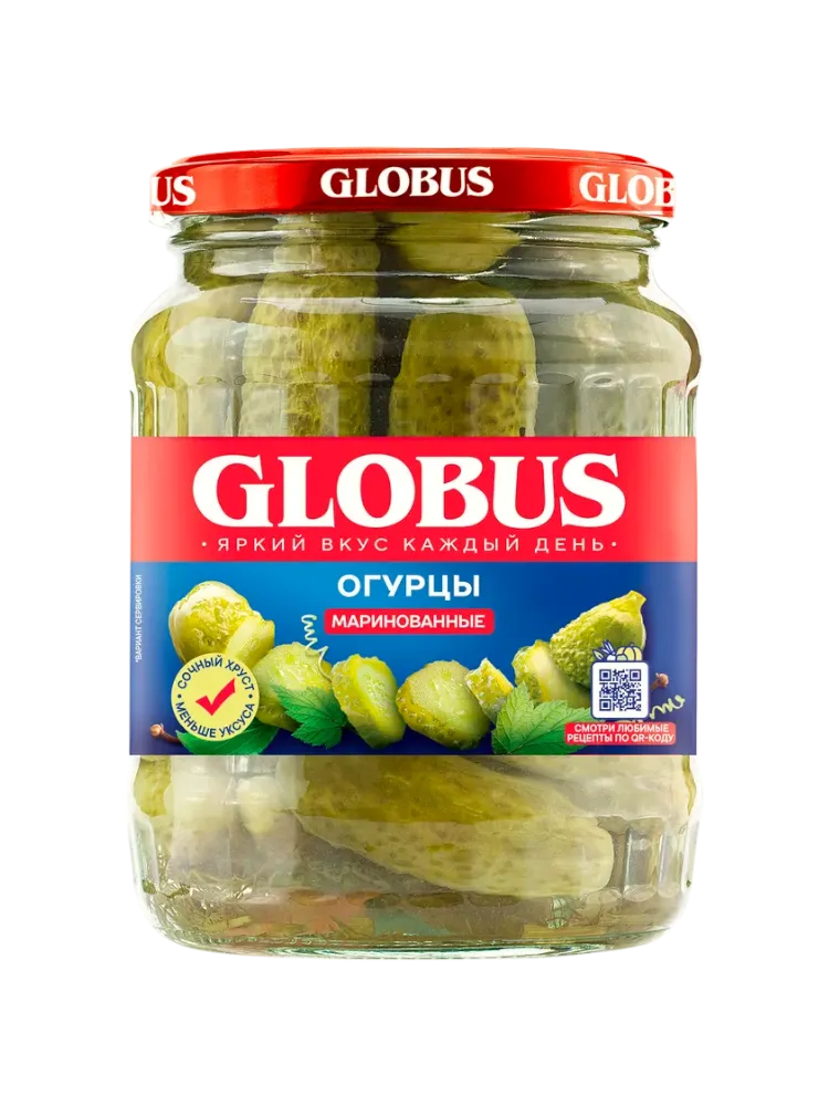 ОГУРЦЫ GLOBUS 1500МЛ МАРИНОВАННЫЕ