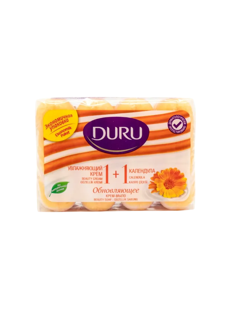 МЫЛО DURU 1+1 4*90/4*80Г КАЛЕНДУЛА ОБНОВЛЯЮЩЕЕ ЭКОПАК