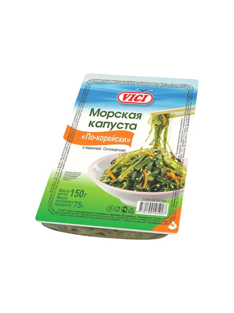 САЛАТ VICI 150Г МОРСКАЯ КАПУСТА С МОРКОВЬЮ ПО-КОРЕЙСКИ В МАРИНАДЕ