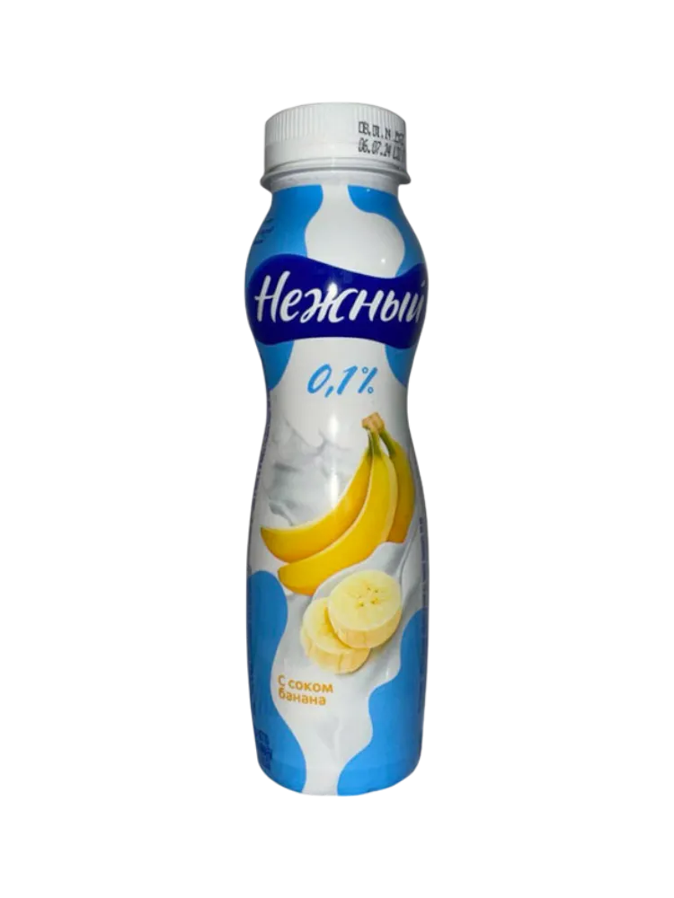ЙОГУРТ ПИТЬЕВОЙ НЕЖНЫЙ С СОКОМ БАНАНА 0,1% 285Г(6)