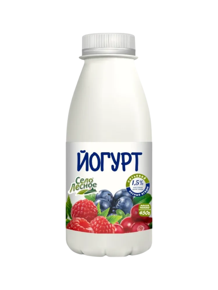 ЙОГУРТ СЕЛО ЛЕСНОЕ 450Г 1.5% ЛЕСНЫЕ ЯГОДЫ