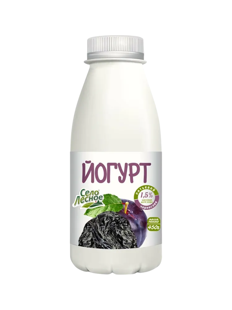 ЙОГУРТ СЕЛО ЛЕСНОЕ 450Г 1.5% ЧЕРНОСЛИВ