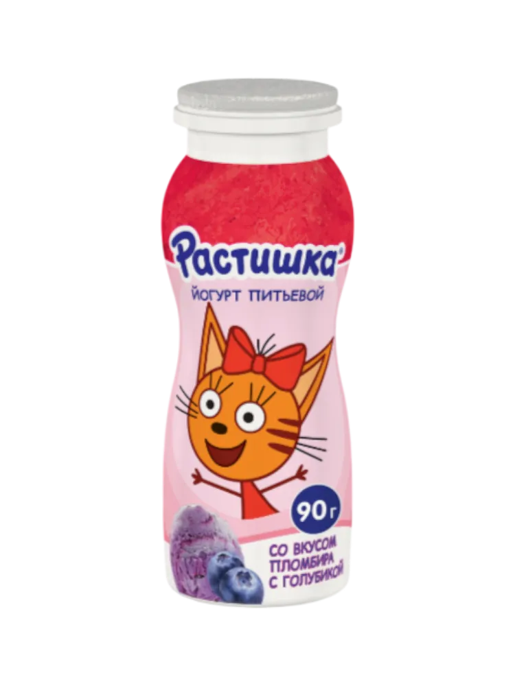 ЙОГУРТ ПИТЬЕВОЙ РАСТИШКА 90Г ПЛОМБИР ГОЛУБИКА