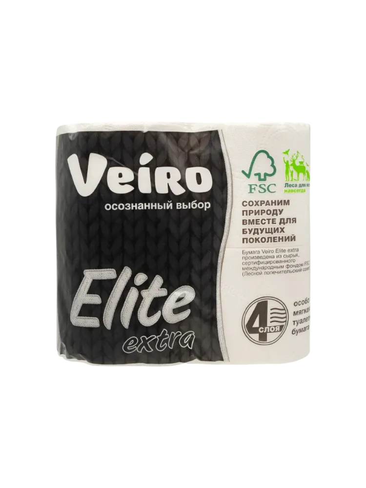 ТУАЛЕТ БУМАГА VEIRO ELITE EXTRA 4-ХСЛ 4 РУЛ БЕЛ