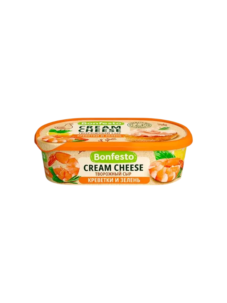 СЫР BONFESTO CREAM CHEESE 140Г КРЕВЕТКИ И ЗЕЛЕНЬ