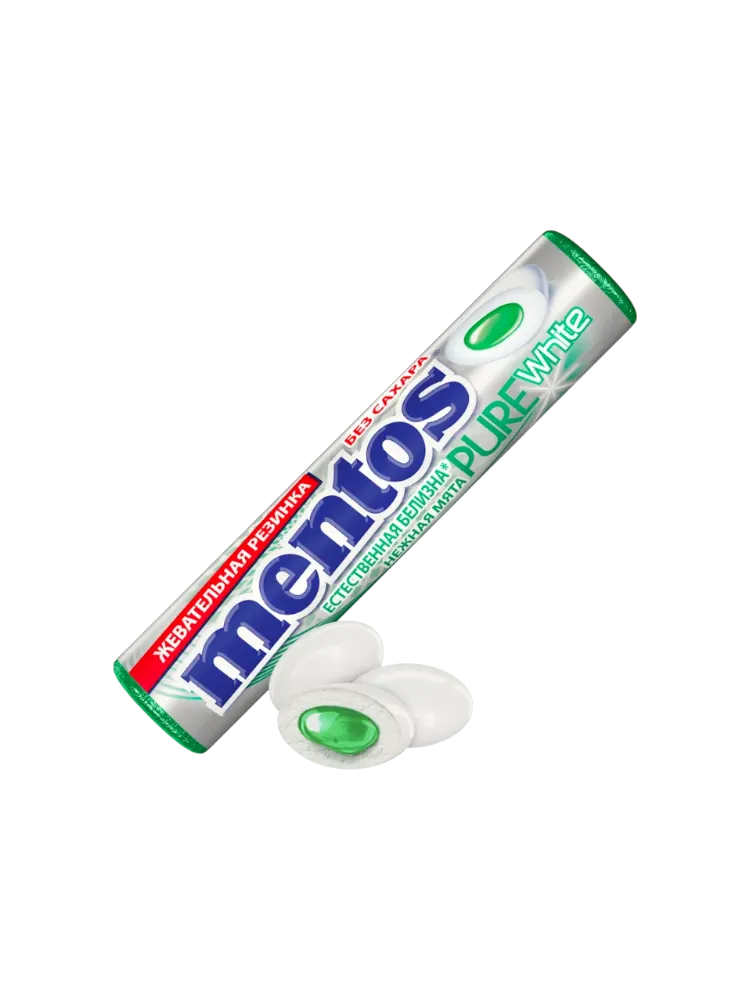 ЖЕВ РЕЗ MENTOS PURE WHITE 15.5Г НЕЖНАЯ МЯТА 