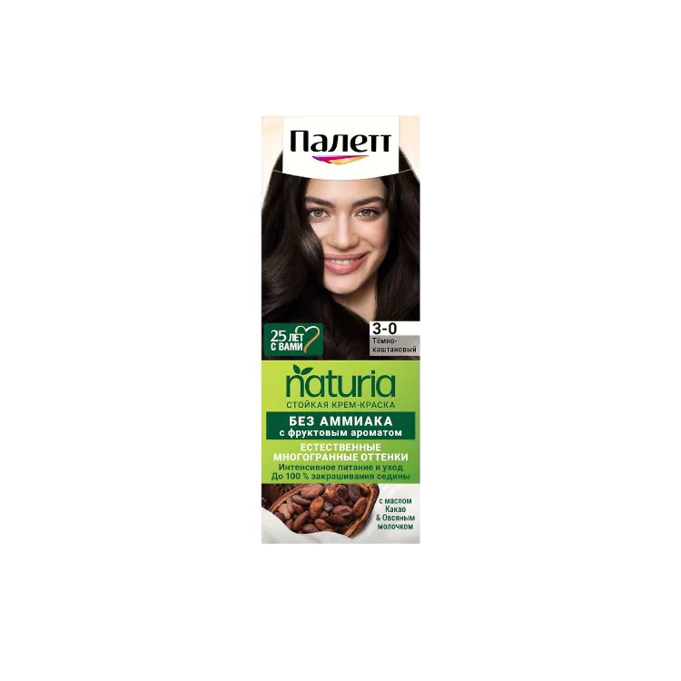 КРАСКА PALETTE NATURALS Д/ВОЛОС 3-0 ТЕМНО-КАШТАНОВЫЙ - фото 1
