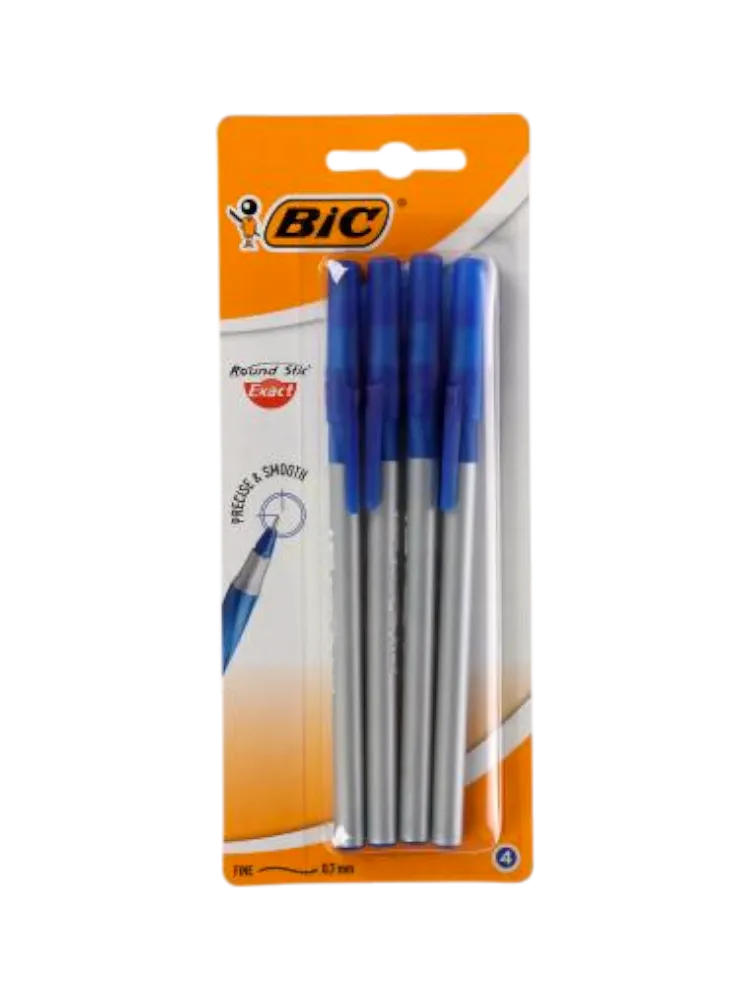 РУЧКА BIC РАУНД СТИК ЭКЗАКТ СИН 4ШТ