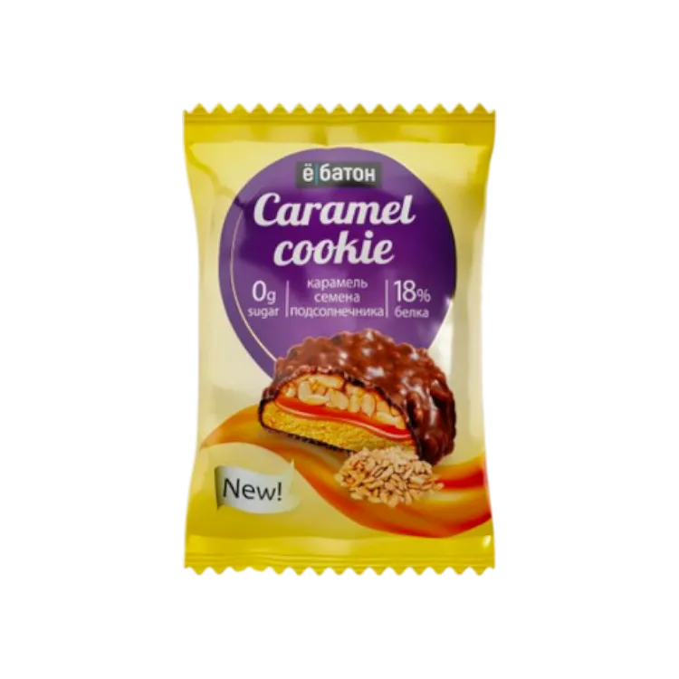 ПЕЧЕНЬЕ CARAMEL COOKIE 45Г С СЕМЕНАМИ ПОДСОЛНЕЧНИКА В ГЛАЗУРИ