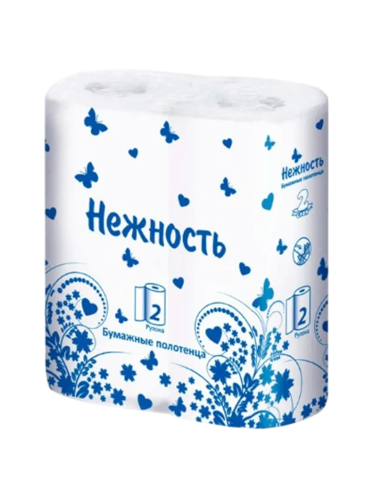 БУМАЖНЫЕ ПОЛОТЕНЦА НЕЖНОСТЬ 2 СЛОЯ 2 РУЛ(24)