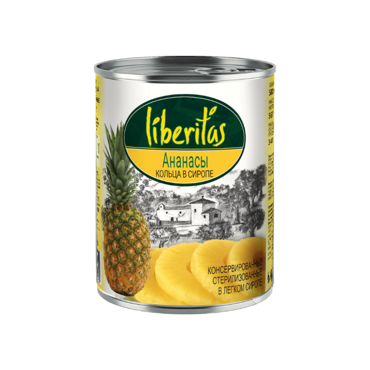АНАНАСЫ LIBERITAS 850МЛ КОЛЬЦА В СИРОПЕ