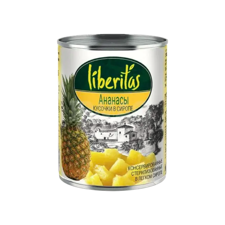 АНАНАСЫ LIBERITAS 850МЛ КУСОЧКИ В СИРОПЕ