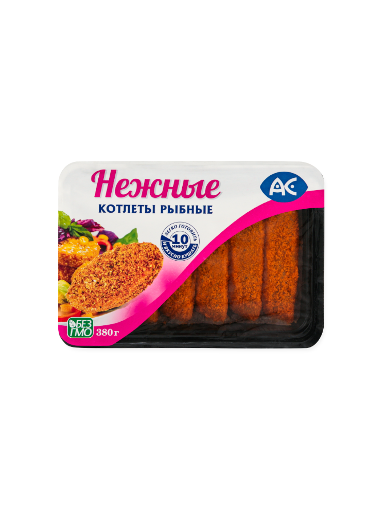 АС КОТЛЕТЫ РЫБНЫЕ 380Г НЕЖНЫЕ С/М