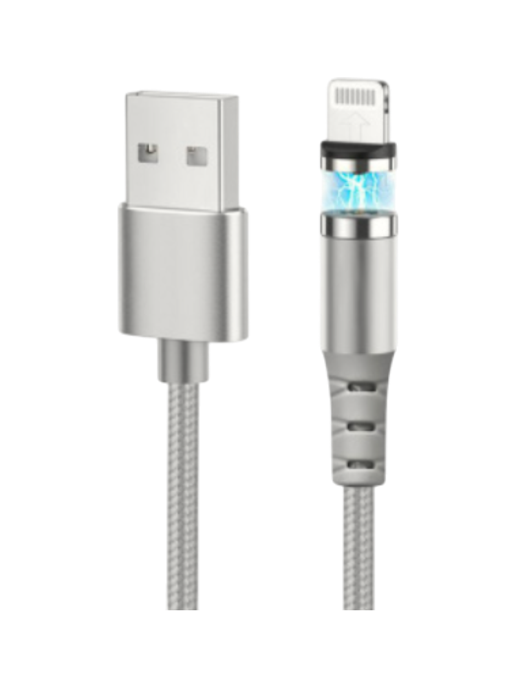 USB -кабель GERFFINS GFPRO-CAB-MGAL-Silver, Lightning, 1м,магнитный зарядный серебристый