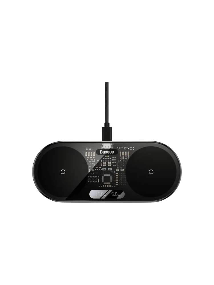 Беспроводные зарядные устройства Baseus Digital LED Display 2in1 Wireless Charger 20W Universal с ка