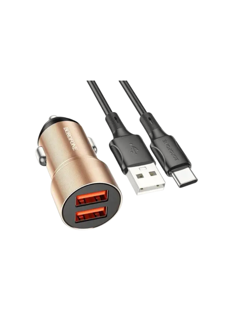 Зарядное устройство для авто Borofone BZ19B, T.C золото