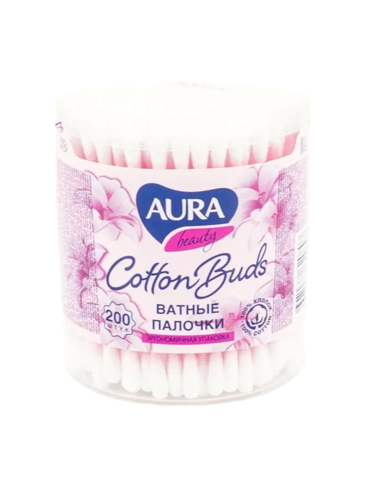 ВАТНЫЕ ПАЛОЧКИ AURA 200ШТ СТАКАН КК