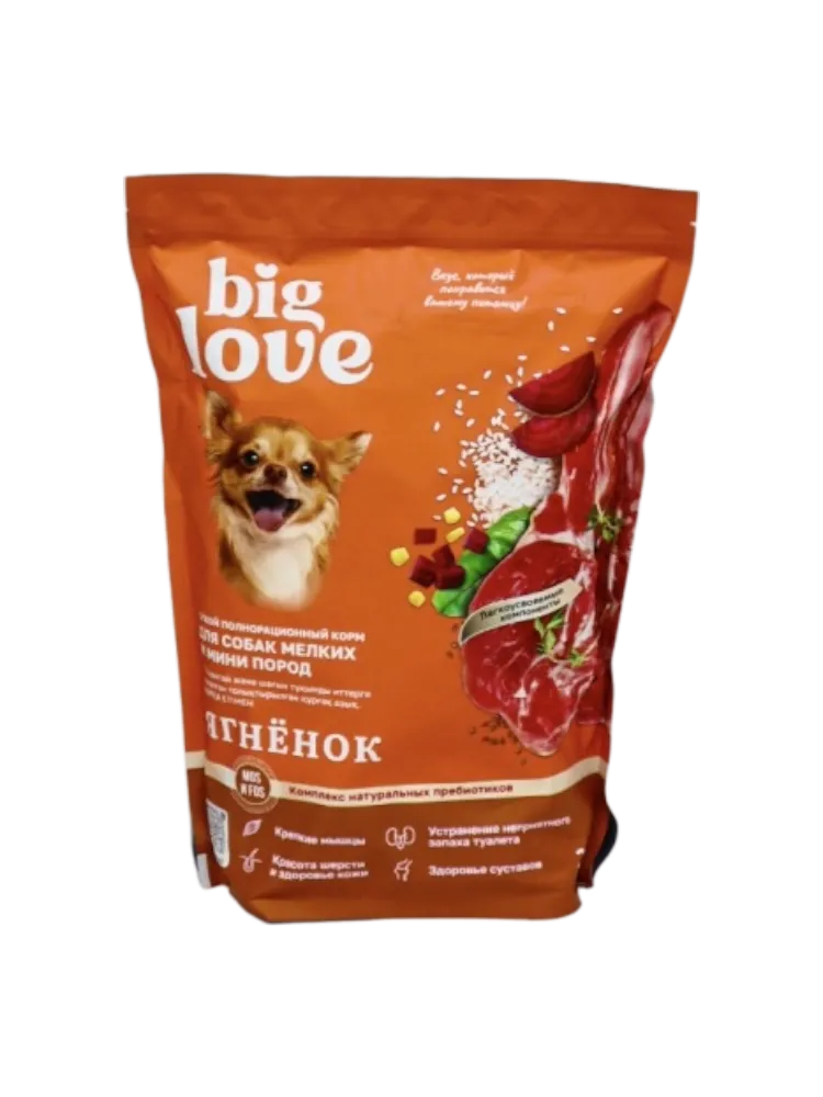 Корм Корм Big Love Ягненок для взрослых и мелких пород 2 кг