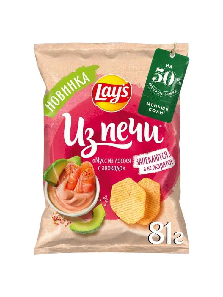 ЧИПСЫ LAYS 81Г ИЗ ПЕЧИ МУСС ИЗ ЛОСОСЯ АВОКАДО