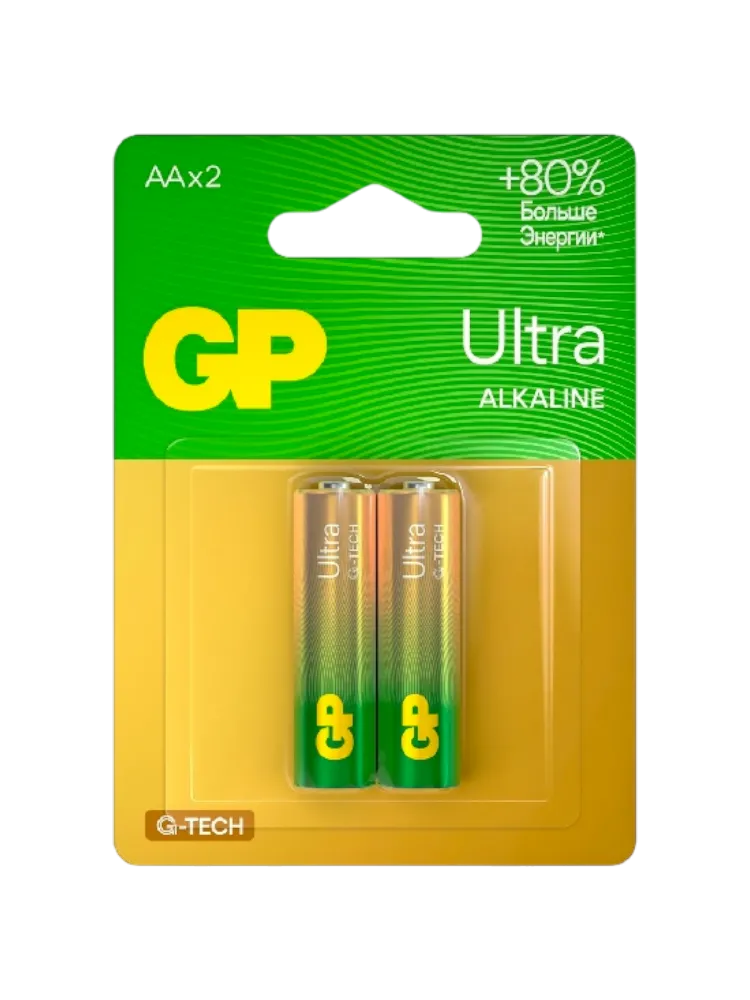 БАТАРЕЙКИ GPULTRA ALKALINE 2ШТ 15А AA