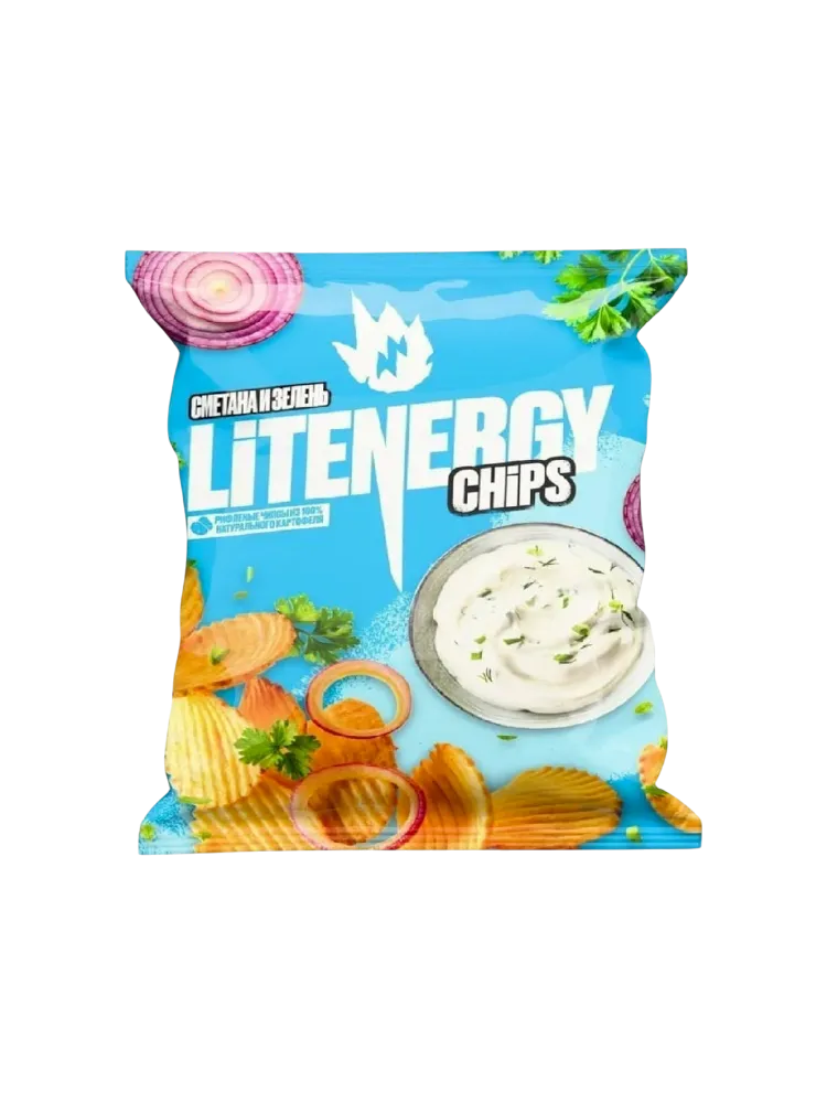ЧИПСЫ LIT ENERGY 120Г СМЕТАНА И ЗЕЛЕНЬ
