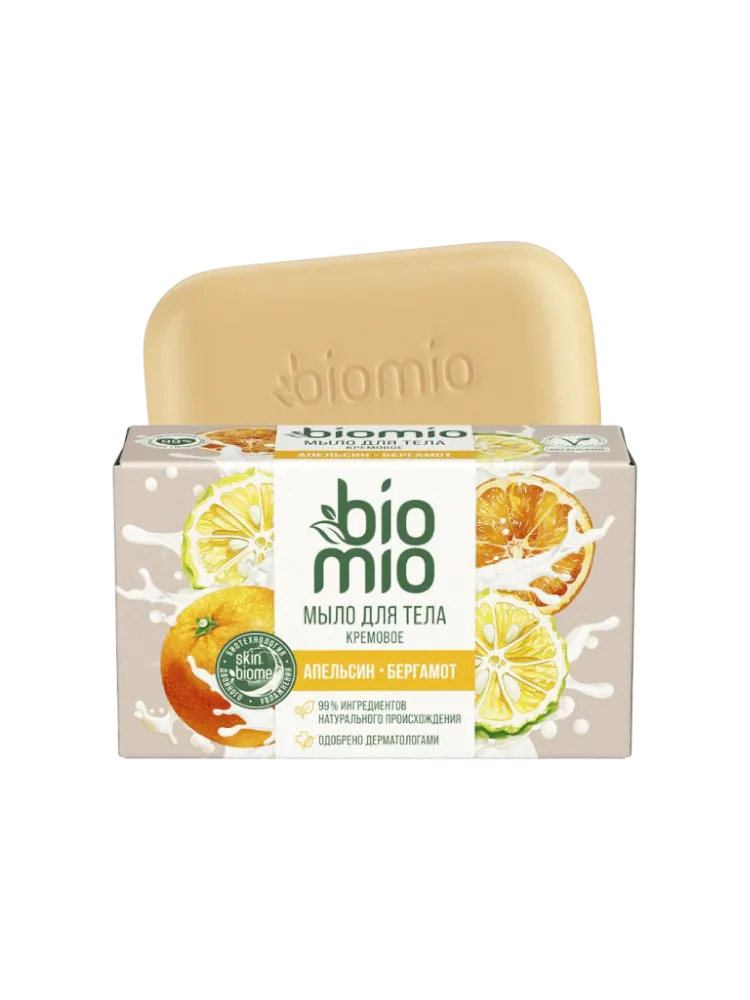 МЫЛО Д/ТЕЛА BIOMIO 140Г С ЭФИРНЫМИ МАСЛАМИ/АПЕЛЬСИН/БЕРГАМОТ