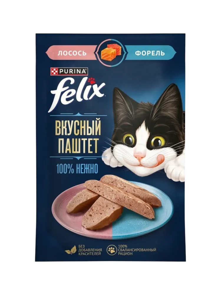 КОРМ Д/КОШЕК FELIX 75Г ЛОСОСЬ ФОРЕЛЬ ПАШТЕТ - фото 1