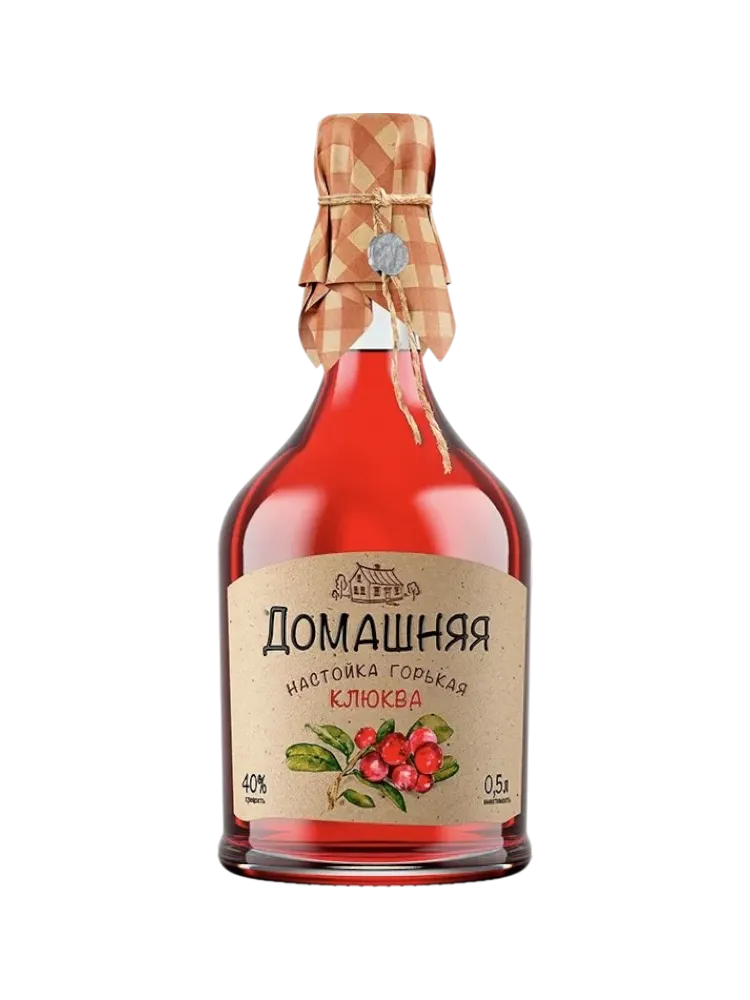 НАСТОЙКА ГОРЬКАЯ ДОМАШНЯЯ КЛЮКВА 40% 0,5Л - фото 1