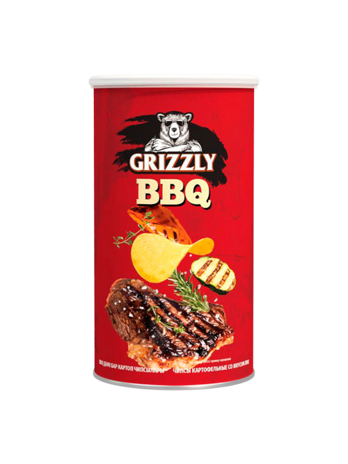 ЧИПСЫ В ТУБУСЕ GRIZZLY BBQ 70ГР  В ФОРМЕ МЕДВЕЖОНКА