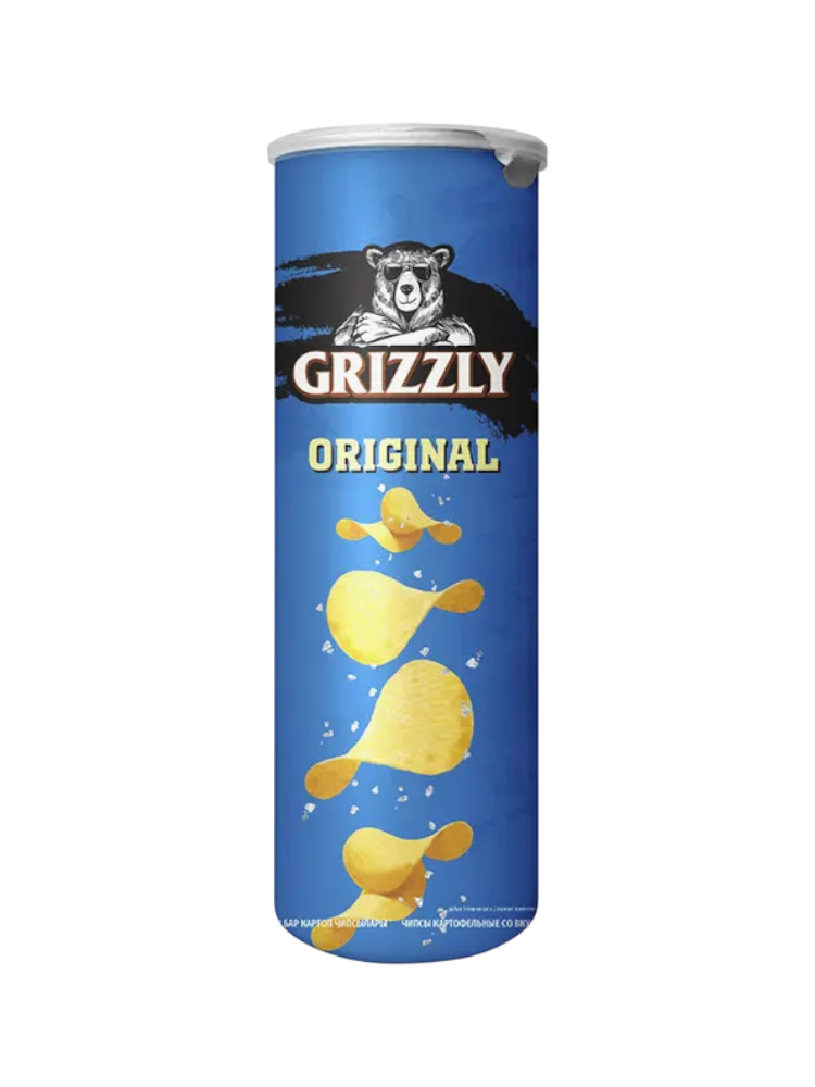ЧИПСЫ В ТУБУСЕ GRIZZLY ОРИГИНАЛ 70ГР В ФОРМЕ МЕДВЕЖОНКА - фото 1