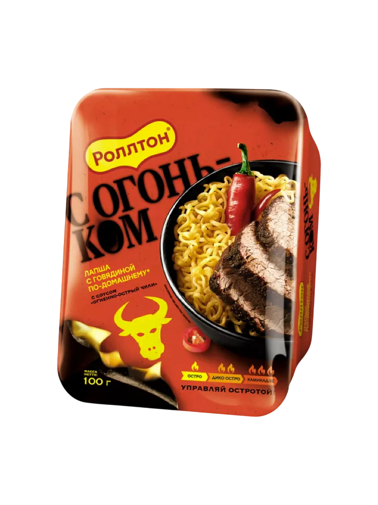 ЛАПША РОЛТОН 100Г С ОГОНЬКОМ ГОВЯДИНА ЧАШКА