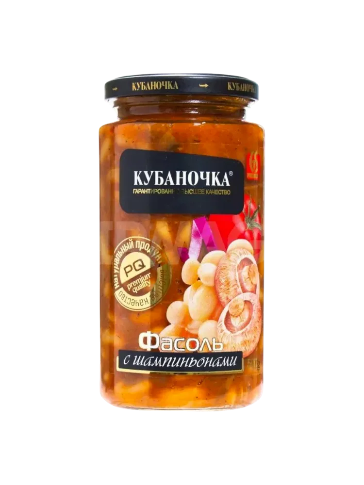 ФАСОЛЬ КУБАНОЧКА С ШАМПИНЬОНАМИ 370ГР СТ/Б
