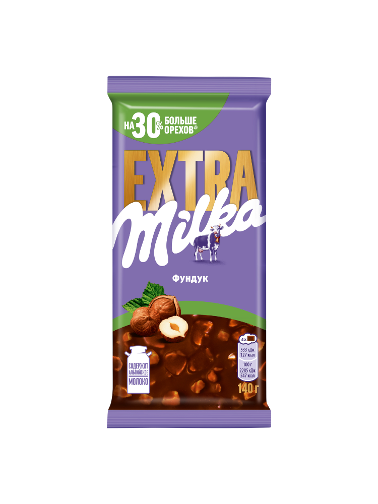 ШОКОЛАД MILKA EXTRA 140 С ЦЕЛЬНЫМ ФУНДУКОМ