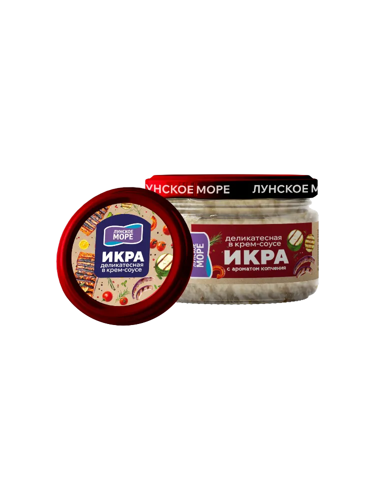 ИКРА ЛУНСКОЕ МОРЕ 170Г ДЕЛИКАТЕСНАЯ С КРЕМ-СОУСОМ С АРОМАТОМ КОПЧЕНИЯ SL СТ/Б