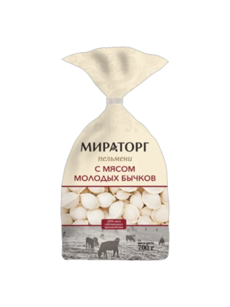 ПЕЛЬМЕНИ МИРАТОРГ 700Г С МЯСОМ МОЛОДЫХ БЫЧКОВ