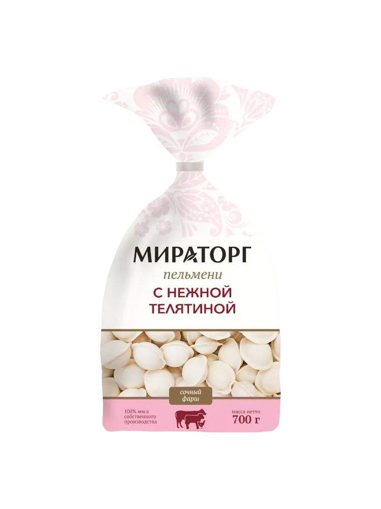 ПЕЛЬМЕНИ МИРАТОРГ 700Г С НЕЖНОЙ ТЕЛЯТИНОЙ