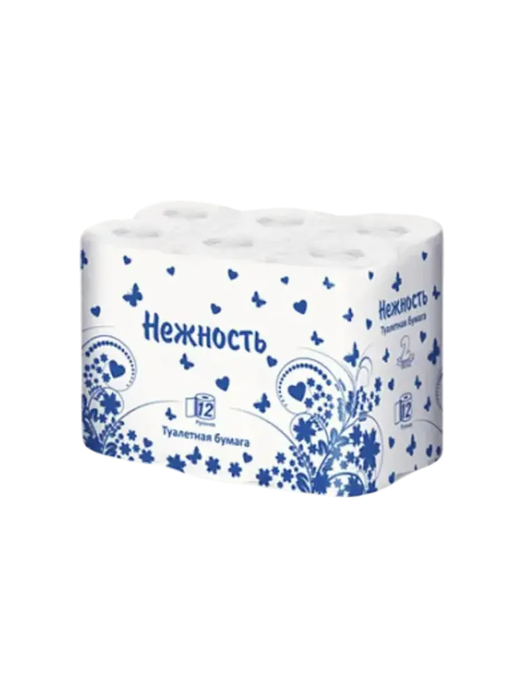 ТУАЛЕТНАЯ БУМАГА НЕЖНОСТЬ 12РУЛ 