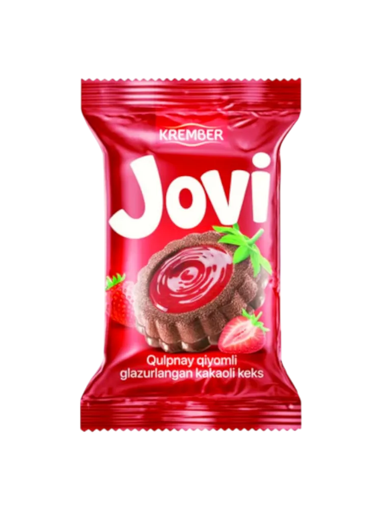 КЕКС JOVI 30Г С КЛУБНИЧНЫМ ЖЕЛЕ В ГЛАЗУРИ
