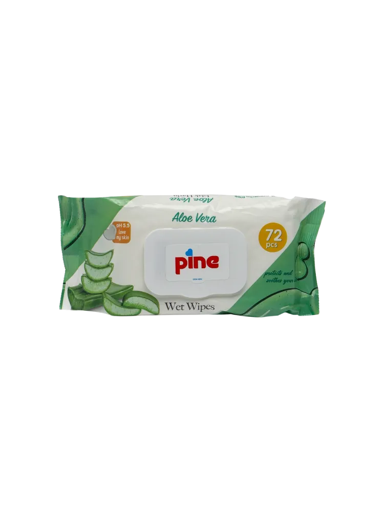 САЛФЕТКИ ВЛАЖ PINE 72ШТ ДЕТСКИЕ АЛОЭ ВЕРА С КРЫШКОЙ