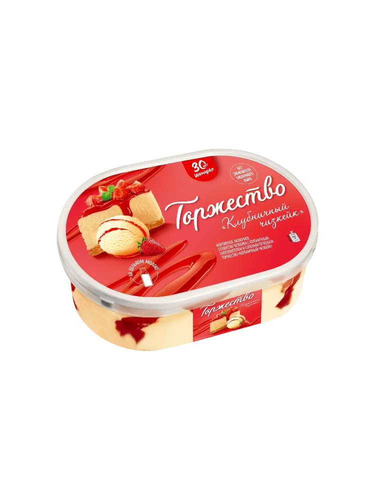 МОРОЖЕНОЕ ИНМАРКО ТОРЖЕСТВО КЛУБНИЧНЫЙ ЧИЗКЕЙК 420Г ВАННА