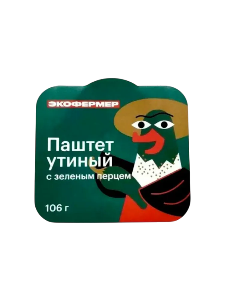ПАШТЕТ ЭКОФЕРМЕР УТИНЫЙ С ЗЕЛЕНЫМ ПЕРЦЕМ 106Г