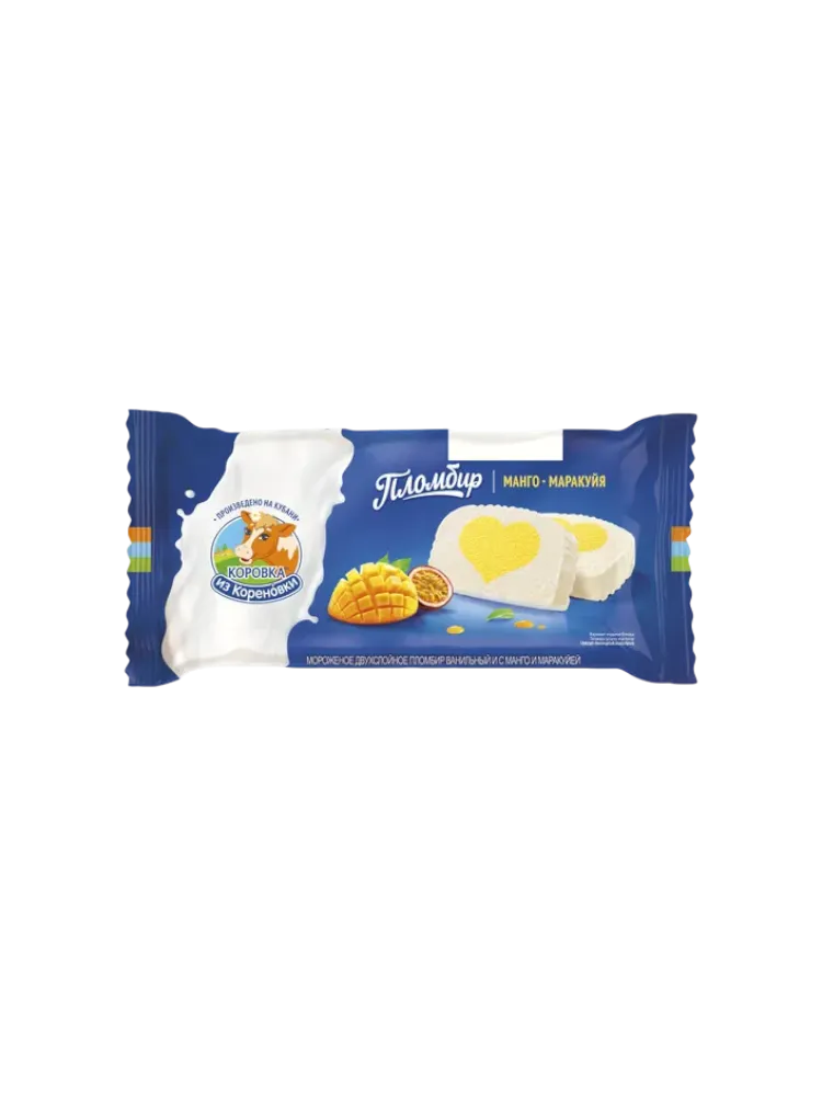 МОРОЖЕНОЕ КОРОВКА ИЗ КОРЕНОВКИ ПЛОМБИР ВАНИЛЬ С МАНГО МАРАКУЯ 200Г 