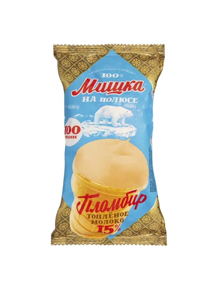 МОРОЖЕНОЕ МИШКА НА ПОЛЮСЕ 100Г ТОПЛЕНОЕ МОЛОКО СТАКАН