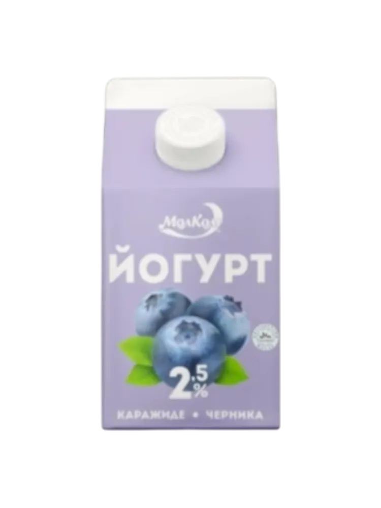ЙОГУРТ МОЛКОМ ПИТЬЕВОЙ ЧЕРНИКА 2,5% 450Г Т/П
