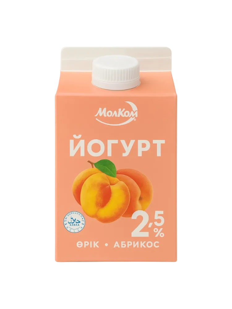 ЙОГУРТ МОЛКОМ ПИТЬЕВОЙ АБРИКОС 2,5% 450Г Т/П