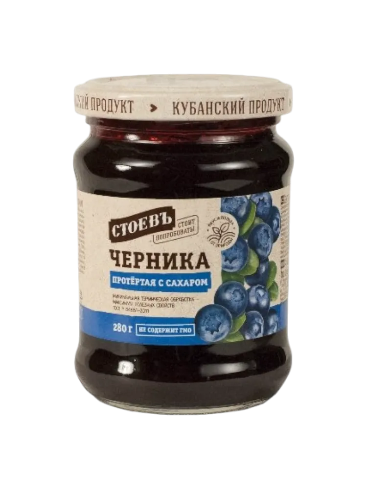 ЧЕРНИКА СТОЕВ 280Г ПРОТЕРТЫЕ С САХАРОМ
