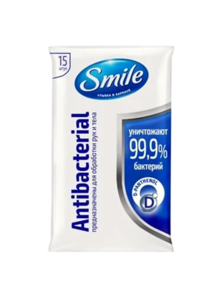 САЛФЕТКИ ВЛАЖНЫЕ SMILE MINI АNTIBACTERIAL С Д-ПАНТЕНОЛОМ 8ШТ