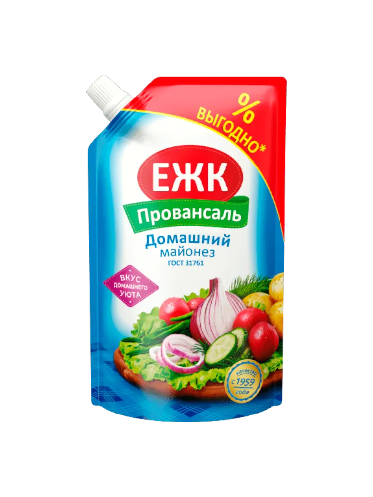 МАЙОНЕЗ ЕЖК 700МЛ ПРОВАНСАЛЬ ДОМАШНИЙ 50,5% Д/ПАК