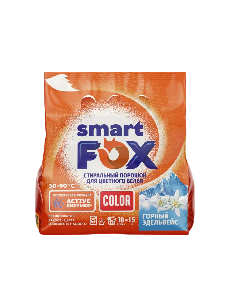 СТИР ПОРОШОК  SMART FOX 1.5КГ COLOR ГОРНЫЙ ЭДЕЛЬВЕЙС